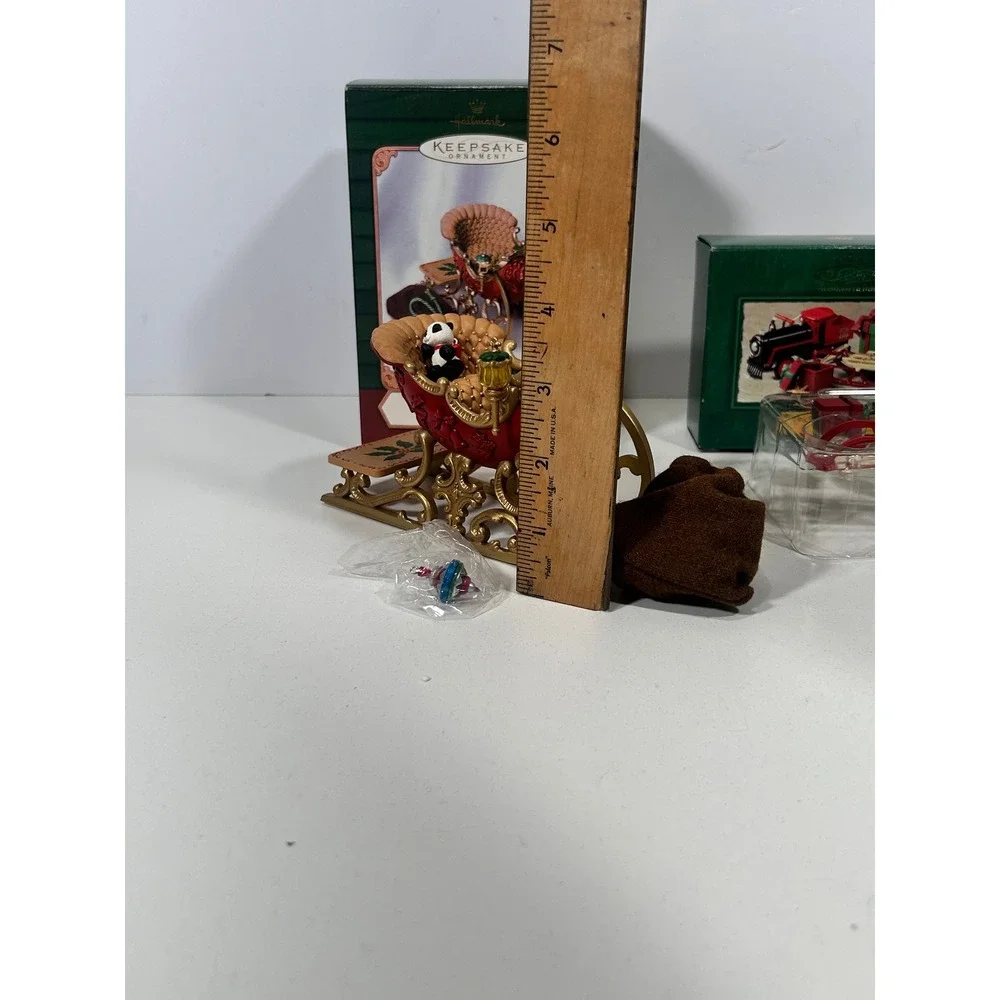 Hallmark Keepsake Ornaments Santa's Sleigh 2001 & Christmas Morning Treasures